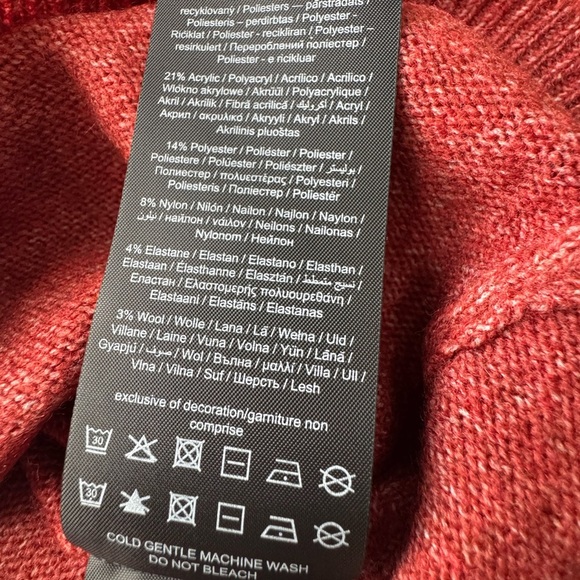 NWT VERO MODA Wool Blend Plaza Colorblock Crewneck Sweater in Fuchsia Pink Red L - Picture 11 of 12